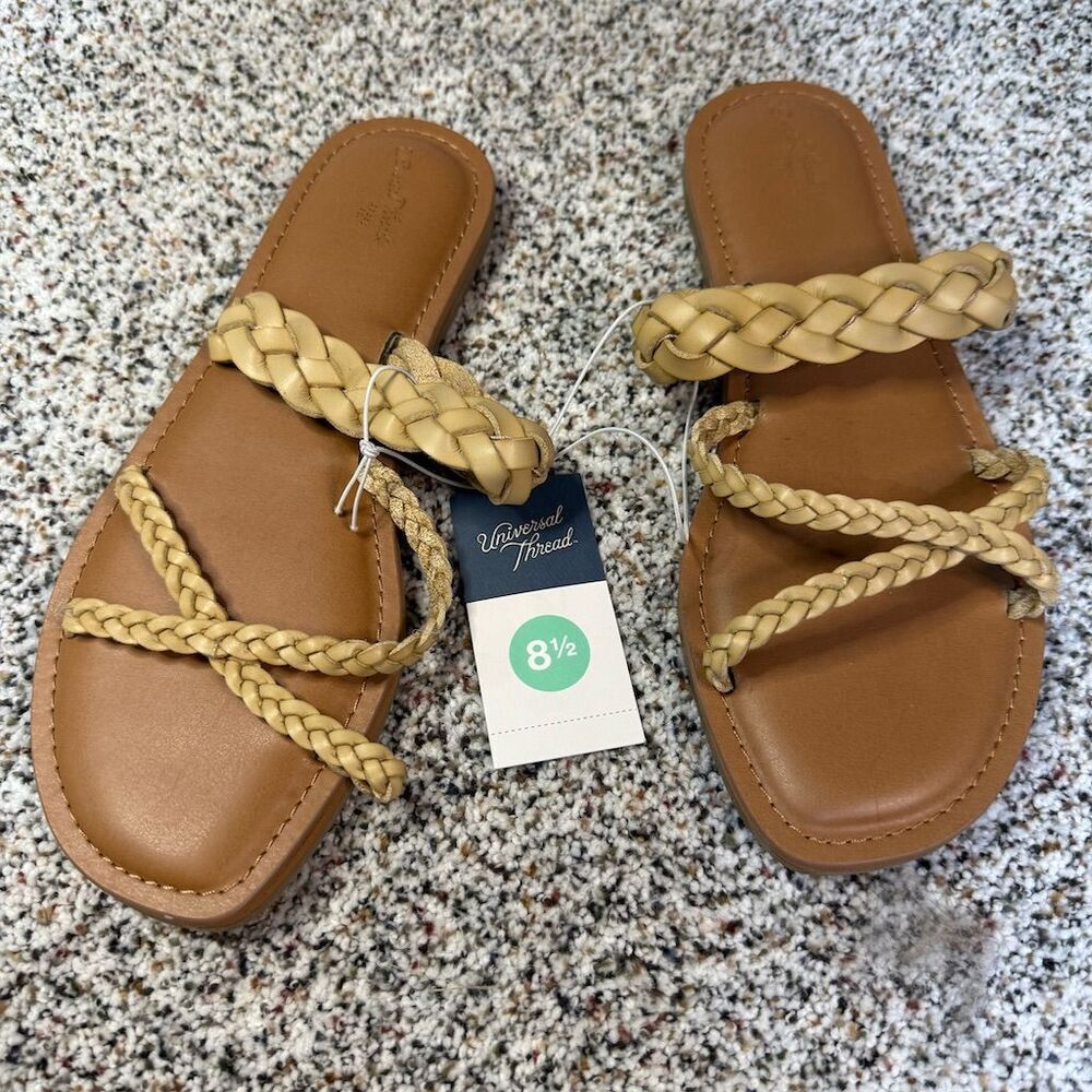Universal Thread Women's Hilda Braided Strappy Sandals Brown Size 8.5